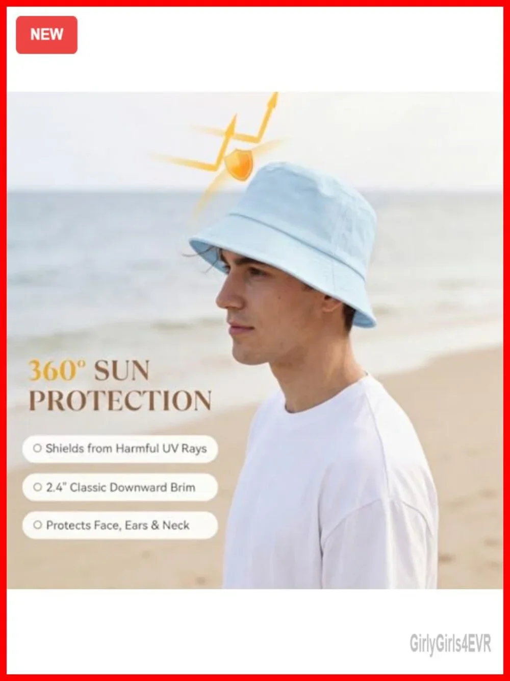 100% Cotton Bucket Hat, Packable Sun Protection Beach Hat